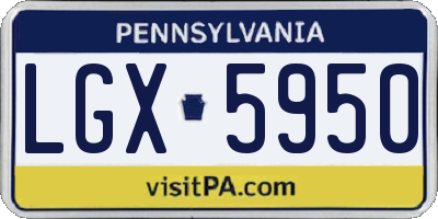 PA license plate LGX5950