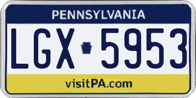 PA license plate LGX5953