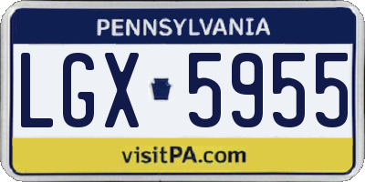 PA license plate LGX5955