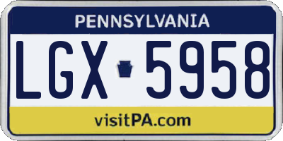 PA license plate LGX5958