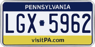 PA license plate LGX5962