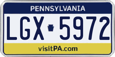 PA license plate LGX5972