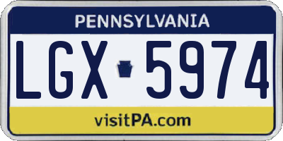 PA license plate LGX5974