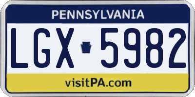 PA license plate LGX5982