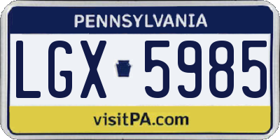 PA license plate LGX5985