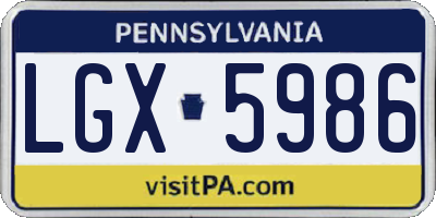 PA license plate LGX5986