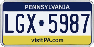 PA license plate LGX5987