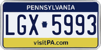 PA license plate LGX5993