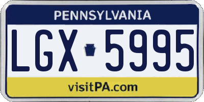 PA license plate LGX5995