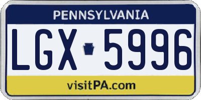 PA license plate LGX5996