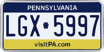 PA license plate LGX5997