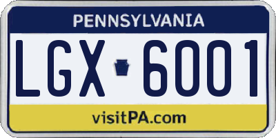 PA license plate LGX6001