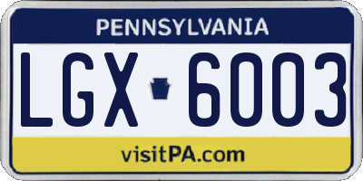 PA license plate LGX6003