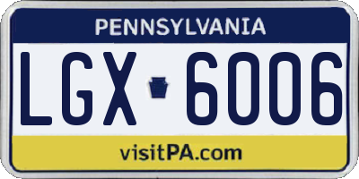 PA license plate LGX6006