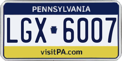 PA license plate LGX6007