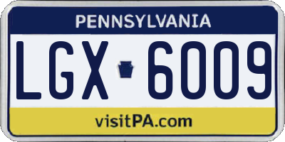 PA license plate LGX6009
