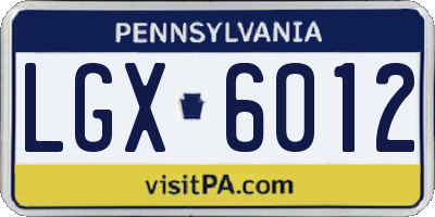 PA license plate LGX6012