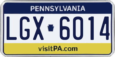 PA license plate LGX6014