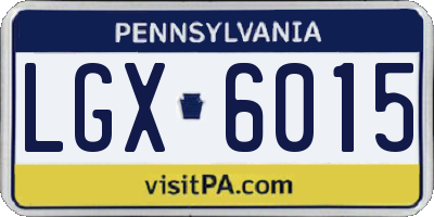 PA license plate LGX6015