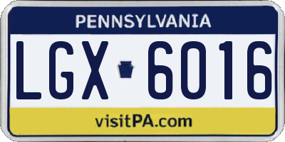 PA license plate LGX6016
