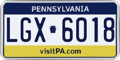 PA license plate LGX6018