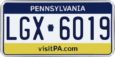 PA license plate LGX6019