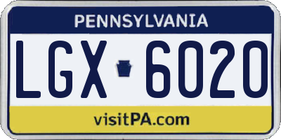 PA license plate LGX6020