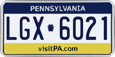 PA license plate LGX6021