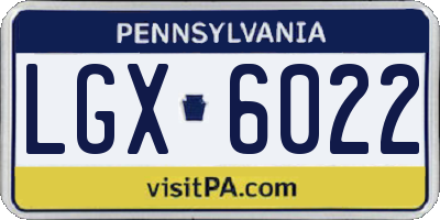 PA license plate LGX6022