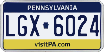 PA license plate LGX6024