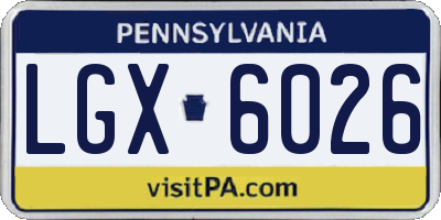 PA license plate LGX6026