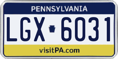 PA license plate LGX6031
