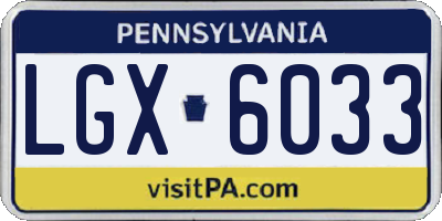 PA license plate LGX6033