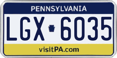 PA license plate LGX6035