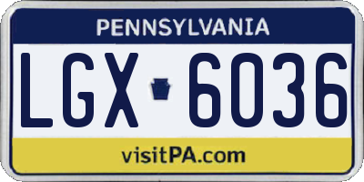 PA license plate LGX6036
