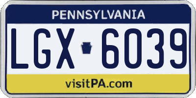 PA license plate LGX6039