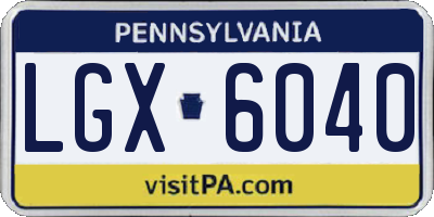 PA license plate LGX6040