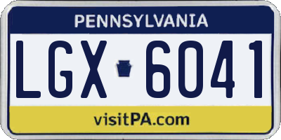 PA license plate LGX6041