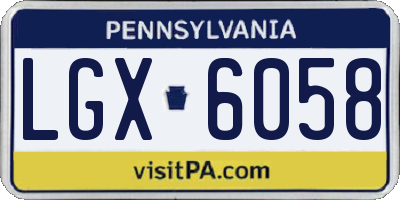 PA license plate LGX6058