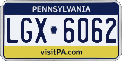 PA license plate LGX6062