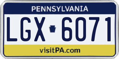 PA license plate LGX6071