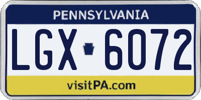 PA license plate LGX6072