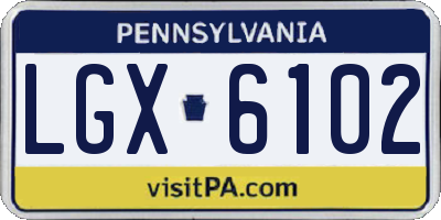 PA license plate LGX6102