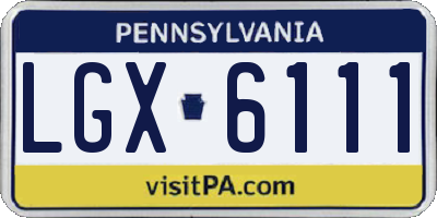 PA license plate LGX6111
