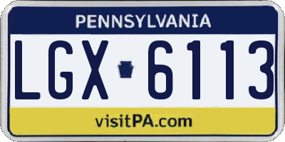 PA license plate LGX6113