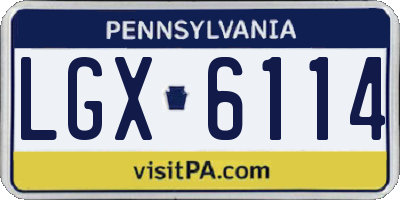 PA license plate LGX6114
