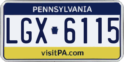 PA license plate LGX6115