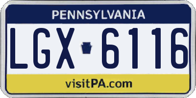PA license plate LGX6116