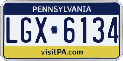 PA license plate LGX6134