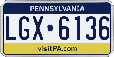 PA license plate LGX6136